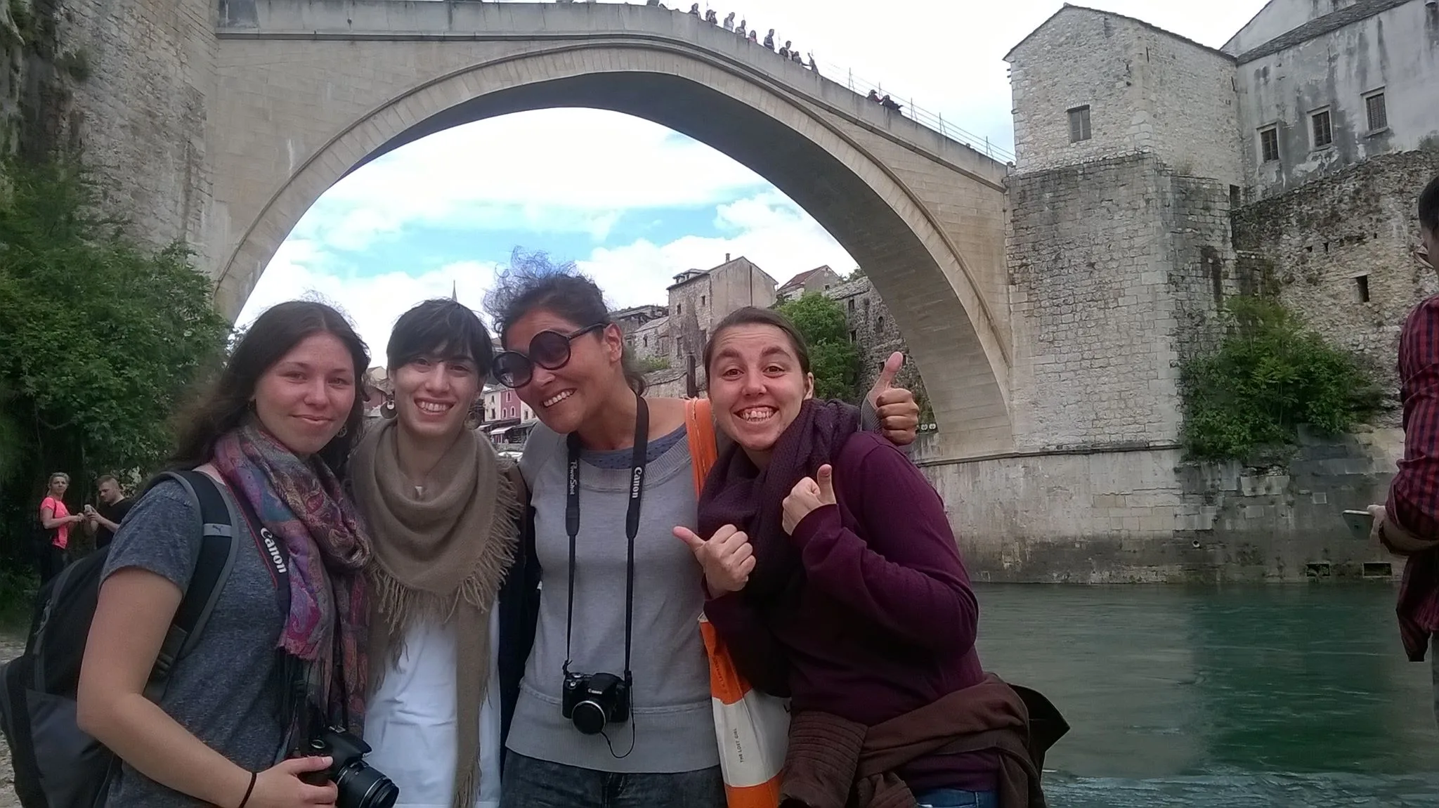 Walking tour guests in Mostar's old town